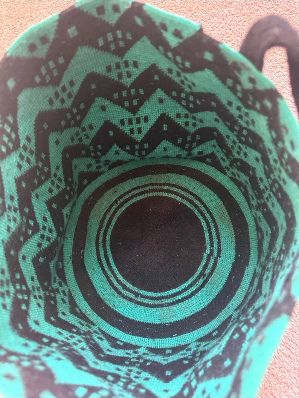 Green & Black Zigzag Knit Storage Basket